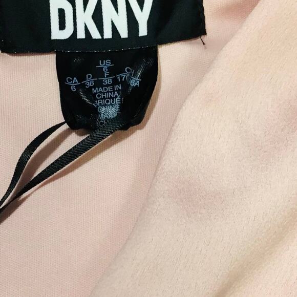 DKNY SZ 6 S Pink Satin V-Neck Faux Wrap High-Low Midi Dress NWT B153 - Picture 6 of 8